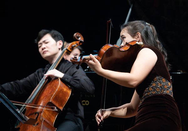on stage
